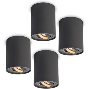 QAZQA Set of 4 Dark Grey Spotlights Adjustable and Tiltable - Rondoo Up QAZQA Set of 4 Dark Grey Spotlights Adjustable and Tiltable - Rondoo Up