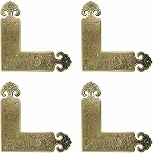 Volavo - Set of 4 decorative corner protectors in aged brass for table and chair furniture Volavo - Set of 4 decorative corner protectors in aged brass for table and chair furniture