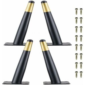 CYSLMUK Set of 4 Furniture Legs 10cm Metal Table Chair Legs with Non-Slip Silent Base Black+Gold CYSLMUK Set of 4 Furniture Legs 10cm Metal Table Chair Legs with Non-Slip Silent Base Black+Gold