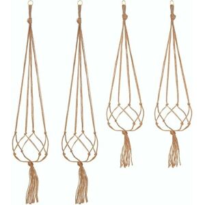 HOOPZI Set of 4 Hanging Rope Plant Macrame Pot Holder Hanging Plant Hanger Indoor Outdoor Garden Decoration with - 2 pieces 105 cm and 2 pieces 90 cm, 4 feet HOOPZI Set of 4 Hanging Rope Plant Macrame Pot Holder Hanging Plant Hanger Indoor Outdoor Garden Decoration with - 2 pieces 105 cm and 2 pieces 90 cm, 4 feet