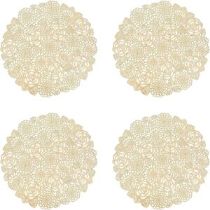 AOUGO Set of 4 Placemats, Rose Gold Round Placemats Placemat Table Mat for Dining Kitchen Table, Washable Placemats (Rose Gold, Style l, 38cm) AOUGO Set of 4 Placemats, Rose Gold Round Placemats Placemat Table Mat for Dining Kitchen Table, Washable Placemats (Rose Gold, Style l, 38cm)