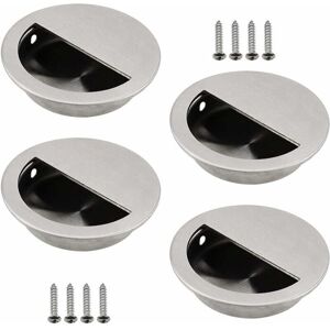 Serbia - Lot de 4 Poignées Encastrables en Acier Inoxydable Argenté Poignée de Porte Coulissante Ronde Ø50mm avec un Trou Demi-Circulaire de 40 x Serbia - Lot de 4 Poignées Encastrables en Acier Inoxydable Argenté Poignée de Porte Coulissante Ronde Ø50mm avec un Trou Demi-Circulaire de 40 x