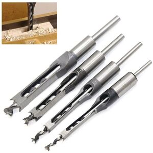 SNQ Set of 4 Square Hole Wood Drill Bits, Hollow Steel Chisels, Woodworking Tools, Square Hole Drill Bit, Mortising Drill Bit, Chisel, 6.4/8/9.5/12.7 SNQ Set of 4 Square Hole Wood Drill Bits, Hollow Steel Chisels, Woodworking Tools, Square Hole Drill Bit, Mortising Drill Bit, Chisel, 6.4/8/9.5/12.7