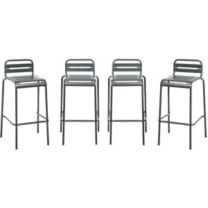 SWEEEK Set of 4 steel and stackable garden high chairs, Amelia, Anthracite, 44x41x85 cm SWEEEK Set of 4 steel and stackable garden high chairs, Amelia, Anthracite, 44x41x85 cm
