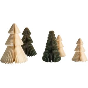 BELIANI Set of 5 Christmas Decorations VORMA Christmas Tree 25 cm Beige/ Green BELIANI Set of 5 Christmas Decorations VORMA Christmas Tree 25 cm Beige/ Green
