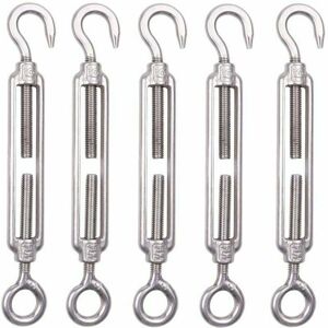 Dewdat - Set of 5 M6 Stainless Steel Cable Tensioner 6mm Tensioner Fence Hook Tensioner 304 Stainless Steel Adjustable Mesh Tensioner for Rope Cable Dewdat - Set of 5 M6 Stainless Steel Cable Tensioner 6mm Tensioner Fence Hook Tensioner 304 Stainless Steel Adjustable Mesh Tensioner for Rope Cable
