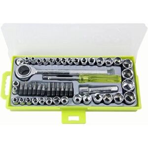 WOIYIC Set of 50 1/4" and 3/8" socket wrenches with reversible ratchet handle, DR Drive, 12 hex screwdriver bits with case WOIYIC Set of 50 1/4" and 3/8" socket wrenches with reversible ratchet handle, DR Drive, 12 hex screwdriver bits with case