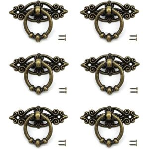 LINGHHANG Set of 6 antique alloy drawer door handles, 45mm hole spacing, with screws, suitable for cabinets, drawers and dressing tables LINGHHANG Set of 6 antique alloy drawer door handles, 45mm hole spacing, with screws, suitable for cabinets, drawers and dressing tables