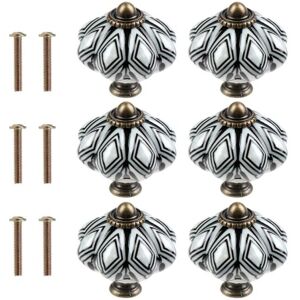 CYSLMUK Set of 6 Black Round Ceramic Cabinet Knobs - Antique Pumpkin Style - Rustic Retro Style Cupboard and Drawer Knobs CYSLMUK Set of 6 Black Round Ceramic Cabinet Knobs - Antique Pumpkin Style - Rustic Retro Style Cupboard and Drawer Knobs