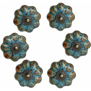 HÉLOISE Set of 6 Pumpkin Shaped Door Pulls, Blue Painted, Decorative Ceramic Glazed Door Handles for Cabinets, Bathrooms, Cupboards, Drawers (Blue) HÉLOISE Set of 6 Pumpkin Shaped Door Pulls, Blue Painted, Decorative Ceramic Glazed Door Handles for Cabinets, Bathrooms, Cupboards, Drawers (Blue)