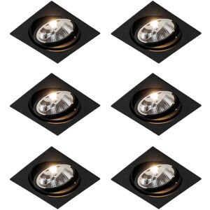 QAZQA Set of 6 Recessed Square Adjustable Black Spotlights - Chuck 111 QAZQA Set of 6 Recessed Square Adjustable Black Spotlights - Chuck 111