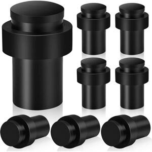 Aougo - Set of 8 Black Heavy Duty Stainless Steel Door Stops for Baseboards, Modern Tall Door Stops with Rubber Sound Dampening Aougo - Set of 8 Black Heavy Duty Stainless Steel Door Stops for Baseboards, Modern Tall Door Stops with Rubber Sound Dampening
