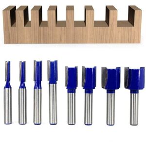 WOIYIC Set of 8 straight router bits with 8 mm shank - Double flute - For woodworking tools - 5 mm, 6 mm, 8 mm, 10 mm, 12 mm, 14 mm, 18 mm, 20 mm WOIYIC Set of 8 straight router bits with 8 mm shank - Double flute - For woodworking tools - 5 mm, 6 mm, 8 mm, 10 mm, 12 mm, 14 mm, 18 mm, 20 mm