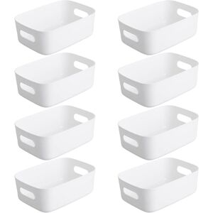 Héloise - Set of 8 White Plastic Storage Basket, Plastic Storage Basket, Plastic Basket with Handle for Stackable Cupboards, Kitchen, Bedroom, Héloise - Set of 8 White Plastic Storage Basket, Plastic Storage Basket, Plastic Basket with Handle for Stackable Cupboards, Kitchen, Bedroom,