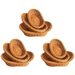 Tlily - Set of 9 Serving Baskets Woven Wicker Bread Basket, Storage for Tabletop Cosmetic Fruit Food and Bathroom Tlily - Set of 9 Serving Baskets Woven Wicker Bread Basket, Storage for Tabletop Cosmetic Fruit Food and Bathroom