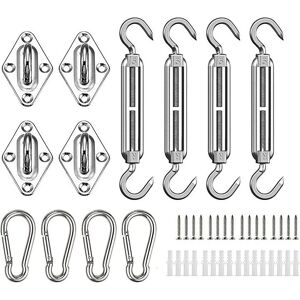AOUGO Shade Sail Fixing Kit, Stainless Steel Sun Shade Sail Fixing Kit for Triangle and Square, Rectangle, Sun Shade Sail Fixing Accessories AOUGO Shade Sail Fixing Kit, Stainless Steel Sun Shade Sail Fixing Kit for Triangle and Square, Rectangle, Sun Shade Sail Fixing Accessories