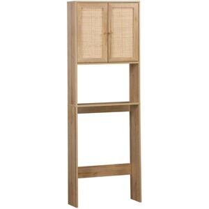 SWEEEK Shelf bathroom furniture wood and cane Bohemian decor 1 shelf 64 x 20 x 180 cm natural SWEEEK Shelf bathroom furniture wood and cane Bohemian decor 1 shelf 64 x 20 x 180 cm natural
