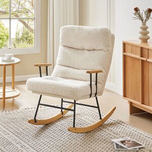 LIVINGANDHOME Sherpa Upholstered Adjustable Rocking Chair LIVINGANDHOME Sherpa Upholstered Adjustable Rocking Chair