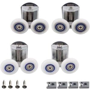 Memkey - Shower door wheel, 4-piece shower double shower door wheel, shower door roller, bathroom shower cabin roller, can be used as a replacement Memkey - Shower door wheel, 4-piece shower double shower door wheel, shower door roller, bathroom shower cabin roller, can be used as a replacement