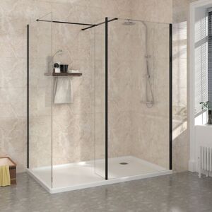NRG - Shower Enclosure Black Wet Room Walk in Glass Shower Screen with Return Panel 700mm & 1000mm NRG - Shower Enclosure Black Wet Room Walk in Glass Shower Screen with Return Panel 700mm & 1000mm