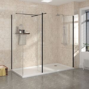 NRG - Shower Enclosure Black Wet Room Walk in Glass Shower Screen with Return Panel 800mm & 1200mm NRG - Shower Enclosure Black Wet Room Walk in Glass Shower Screen with Return Panel 800mm & 1200mm