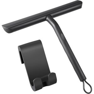SJQKA Shower Scraper for Streak-Free Cleaning of Glass Doors, Bathroom Scraper with Holder - 21cm Black, Silicone Scraper for Car Windows SJQKA Shower Scraper for Streak-Free Cleaning of Glass Doors, Bathroom Scraper with Holder - 21cm Black, Silicone Scraper for Car Windows