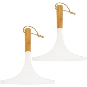 Linghhang - Shower Squeegee (Set of 2) – Practical Shower Squeegee for Shower or Windows – Bathroom Squeegee with Hanging Loop – White/Natural Colour Linghhang - Shower Squeegee (Set of 2) – Practical Shower Squeegee for Shower or Windows – Bathroom Squeegee with Hanging Loop – White/Natural Colour