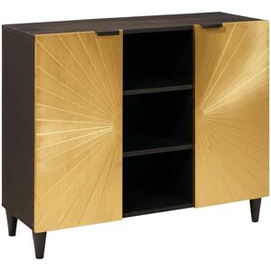 Side Cabinet Black and Gold 90 x 33.5 x 75 cm Solid mango wood vidaXL Side Cabinet Black and Gold 90 x 33.5 x 75 cm Solid mango wood vidaXL