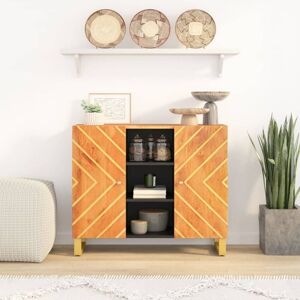 Side Cabinet Brown and Black 90x33.5x75 cm Solid Wood Mango Vidaxl Side Cabinet Brown and Black 90x33.5x75 cm Solid Wood Mango Vidaxl