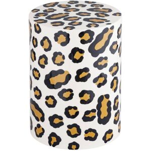 SWEEEK Side table, end table, bedside table in enameled steel, leopard pattern, Noko, 33x33x46 cm SWEEEK Side table, end table, bedside table in enameled steel, leopard pattern, Noko, 33x33x46 cm