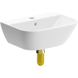 Signature - Aztec Wall Hung Cloakroom Basin and Brushed Brass Bottle Trap 450mm Wide - 1 Tap Hole Signature - Aztec Wall Hung Cloakroom Basin and Brushed Brass Bottle Trap 450mm Wide - 1 Tap Hole
