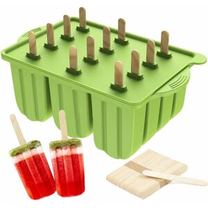 COAVAS Silicone Ice Cream Mold, bpa Free, Reusable, with 50 Wooden Sticks (Green) COAVAS Silicone Ice Cream Mold, bpa Free, Reusable, with 50 Wooden Sticks (Green)