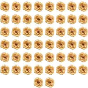 Tlily - Silk Rose Flower Heads,50Pcs for Hat Clothes Album Decoration, Wedding Decoration (Gold) Tlily - Silk Rose Flower Heads,50Pcs for Hat Clothes Album Decoration, Wedding Decoration (Gold)