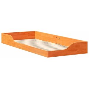 BONNEVIE Single bed,Floor Bed Frame Wax brown 80 x 220 cm Solid pine wood CFW64957 CFW64957 BONNEVIE Single bed,Floor Bed Frame Wax brown 80 x 220 cm Solid pine wood CFW64957 CFW64957