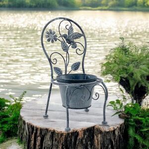 Single Garden Planter - Metal - L27 x W22 x H44 cm - Stone Grey Single Garden Planter - Metal - L27 x W22 x H44 cm - Stone Grey