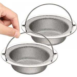YMYNY Sink Strainer (Set of 2), Stainless Steel Sink Strainer with Carrying Handle, Outer Diameter 11cm x Height 2cm mumu YMYNY Sink Strainer (Set of 2), Stainless Steel Sink Strainer with Carrying Handle, Outer Diameter 11cm x Height 2cm mumu