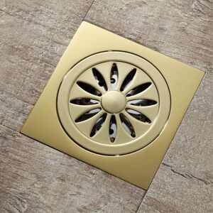 Serbia - Siphon de sol de salle de bain en cuivre doré carré rond 10,2 cm Serbia - Siphon de sol de salle de bain en cuivre doré carré rond 10,2 cm