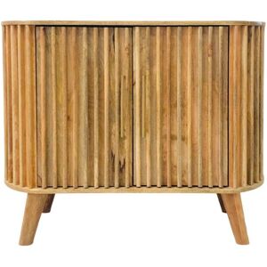 Slated 2 Door Small Sideboard - Mango Wood - L40 x W95 x H77 cm - Mango Light Finish - Assembly Required Slated 2 Door Small Sideboard - Mango Wood - L40 x W95 x H77 cm - Mango Light Finish - Assembly Required