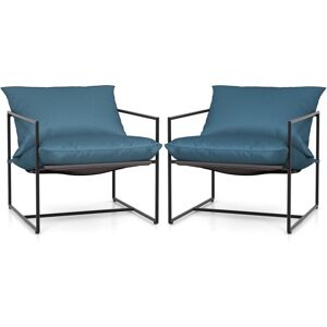 COSTWAY Sling Accent Chairs Set of 2 Outdoor Modern Metal Framed Armchairs COSTWAY Sling Accent Chairs Set of 2 Outdoor Modern Metal Framed Armchairs