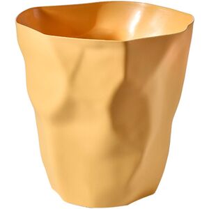 Groofoo - Small Trash Can Plastic Unique Irregular Creased Modern Wastebasket Open Top Garbage Bin for Bathroom Office Bedroom Kitchen Yellow Groofoo - Small Trash Can Plastic Unique Irregular Creased Modern Wastebasket Open Top Garbage Bin for Bathroom Office Bedroom Kitchen Yellow