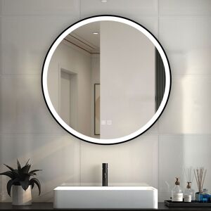 Acezanble - Smart Bathroom Mirror with Led Lights, 800mm Dimmable Illuminated Bathroom Mirror with Demister, 3 Color Changing, Wall Switch and Touch Acezanble - Smart Bathroom Mirror with Led Lights, 800mm Dimmable Illuminated Bathroom Mirror with Demister, 3 Color Changing, Wall Switch and Touch