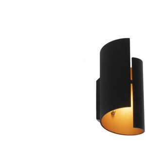 QAZQA Black Modern Smart Wall Lamp with Gold Interior - G9 QAZQA Black Modern Smart Wall Lamp with Gold Interior - G9