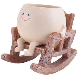 Tlily - Smile Face Planter Pot Cute Resin Flower Head for Indoor Outdoor Plants Sit Rocking Chair Pots Tlily - Smile Face Planter Pot Cute Resin Flower Head for Indoor Outdoor Plants Sit Rocking Chair Pots