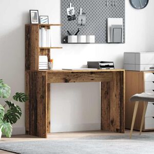 Desk with Shelf Old wood 102 x 50 x 124 cm Engineered wood vidaXL Desk with Shelf Old wood 102 x 50 x 124 cm Engineered wood vidaXL