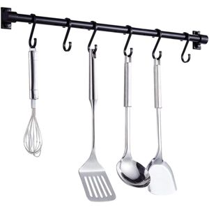 NEIGE Black Aluminum Utensils Holder,40CM Kitchen Rack Wall Mounted,Kitchen Rail Pan Hanger With 6 s Removable Hooks For Hanging Kitchen Utensil,Bathroom NEIGE Black Aluminum Utensils Holder,40CM Kitchen Rack Wall Mounted,Kitchen Rail Pan Hanger With 6 s Removable Hooks For Hanging Kitchen Utensil,Bathroom