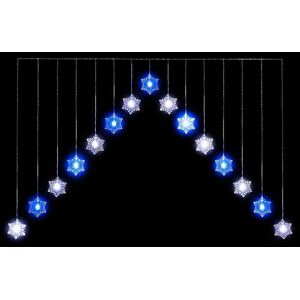 SNOWTIME Christmas Indoor or Outdoor Snowflake 'V' Curtain Lights Blue & White 15 Lights SNOWTIME Christmas Indoor or Outdoor Snowflake 'V' Curtain Lights Blue & White 15 Lights