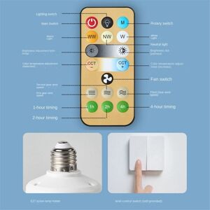Tlily - Socket Fan Light with Remote, Ceiling 3-Speeds, Dimmable led, E27 Base, Cordless Tlily - Socket Fan Light with Remote, Ceiling 3-Speeds, Dimmable led, E27 Base, Cordless