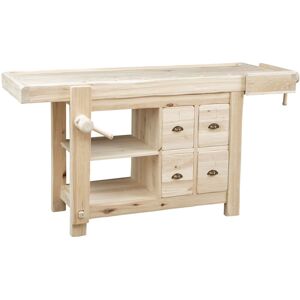 Biscottini - Solid raw solid linden wood country style workbench L184xPR74xH92 cm Biscottini - Solid raw solid linden wood country style workbench L184xPR74xH92 cm
