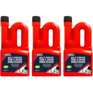 Spear & Jackson Spear&jackson - Multi-Purpose Sink & Drain Unblocker 3 x 750 ml, Clears Blocked Drains, 2 Doses per Bottle Spear & Jackson Spear&jackson - Multi-Purpose Sink & Drain Unblocker 3 x 750 ml, Clears Blocked Drains, 2 Doses per Bottle