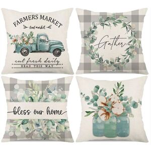 TLILY Spring Pillow Covers 18X18 Set Of 4 Farmhouse Throw Decorations Cushion Case for Home Decor TLILY Spring Pillow Covers 18X18 Set Of 4 Farmhouse Throw Decorations Cushion Case for Home Decor